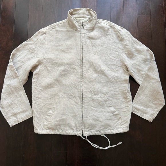 Eddie Bauer Jackets & Blazers - Vintage Eddie Bauer Women's 100% Linen Full Zip Jacket Size Medium Ecru Beige